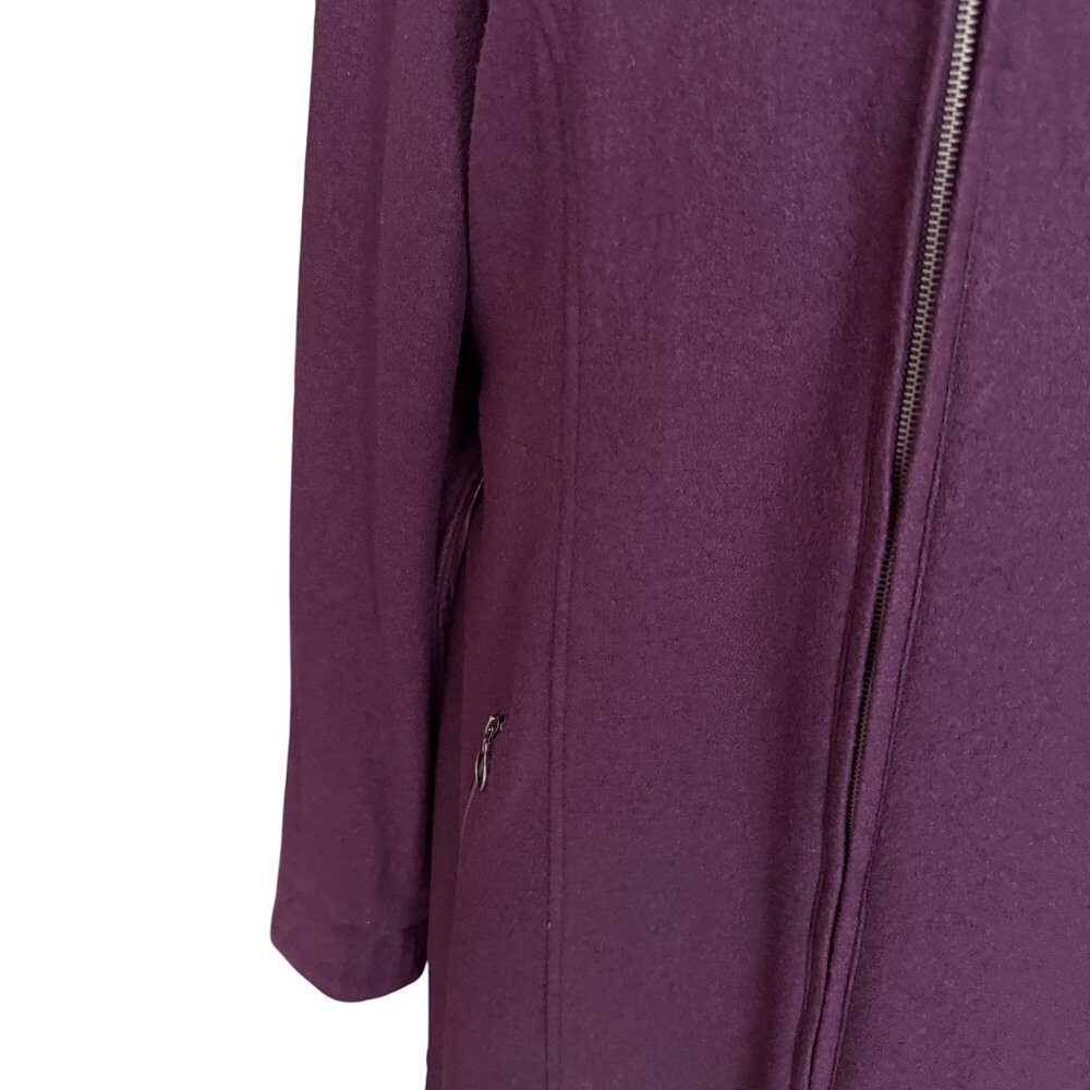 Purple Zippered Wool Blend Coat With Belt & Pockets Womens - Picture 5 of 8